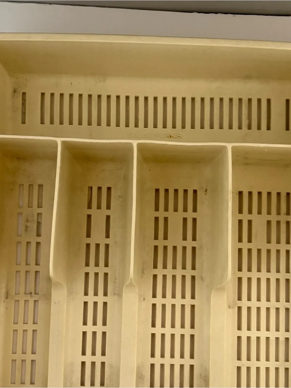 Vintage Silverware Flatware Drawer Organizer Tray Beige Floral Labeled 6 Section